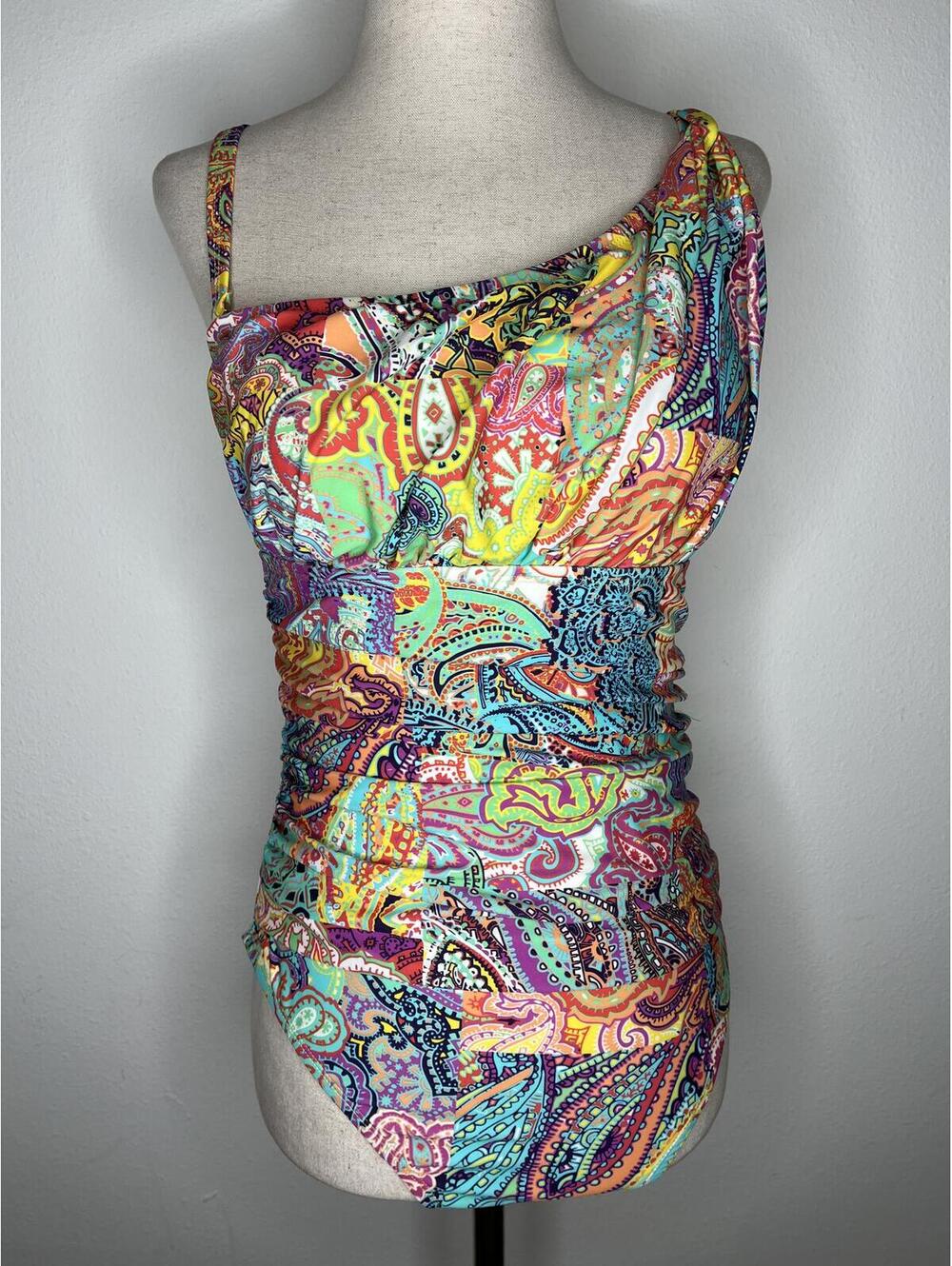 NWOT Bleu Rod Beattie Women's Multicolor Print One-Piece Swimsuit Size 8